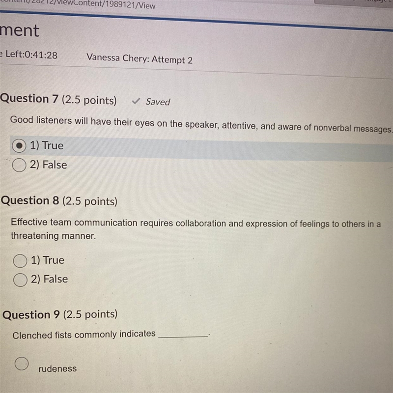 Question 8 (2.5 points) Effective team communication requires collaboration and expression-example-1