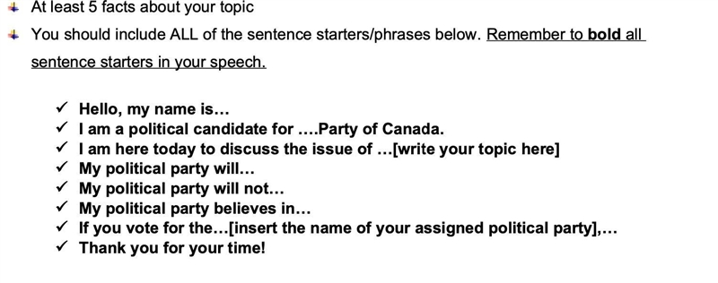 My Canadian political party is Conservative and the issue is taxes and you have to-example-1