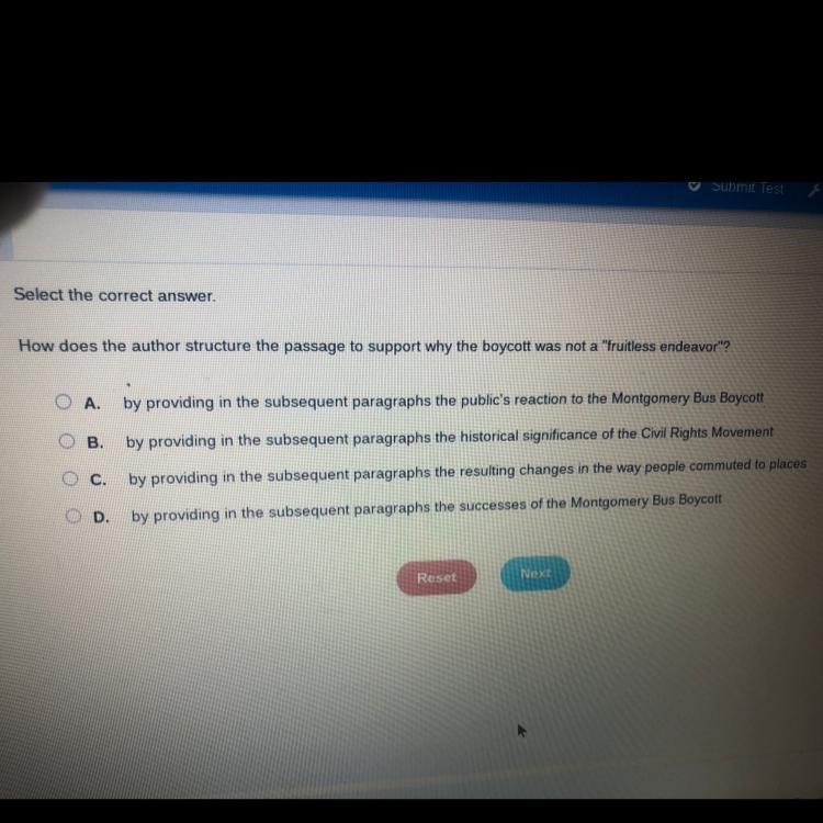 Select the correct answer. How does the author structure the passage to support why-example-1