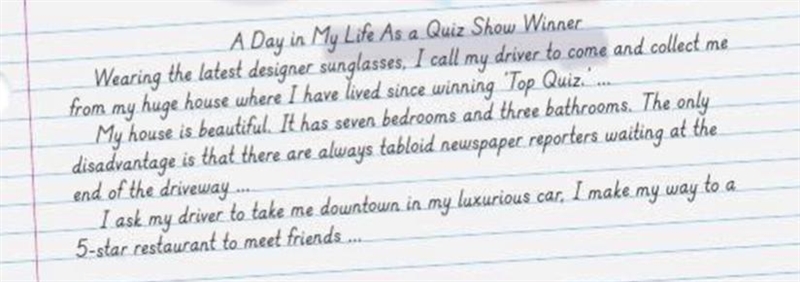 I've to write an essay about "A Day in My Life As a Quiz Show Winner" and-example-1