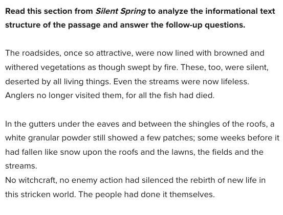 What overall text structure does Rachel Carson use in this passage? A. Sequential-example-1