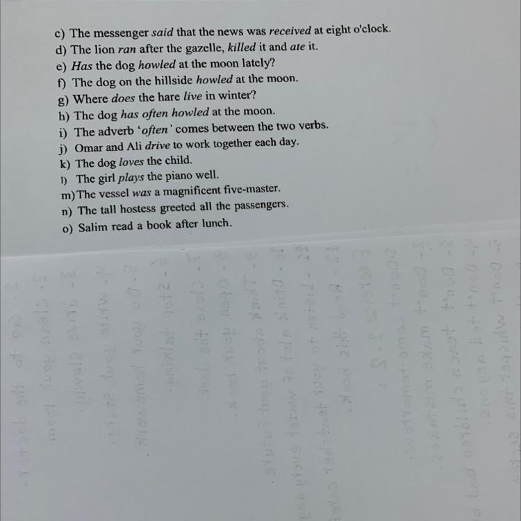 Identify the subjects, the verb or verb groups and the objects in the following sentences-example-1