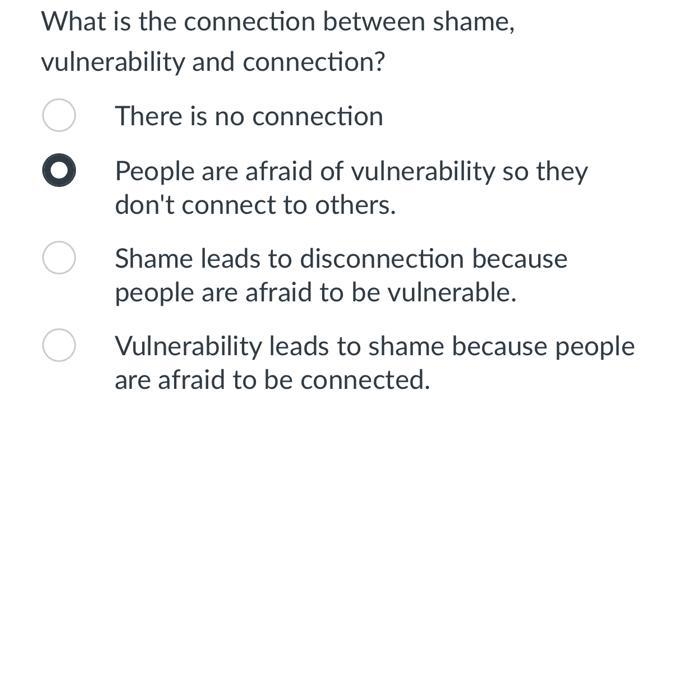 What is the connection between shame, vulnerability and connection?-example-1