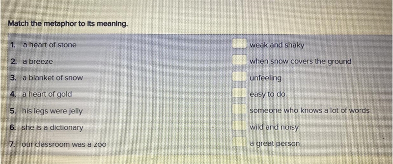 Match the metaphor to its meaning.-example-1