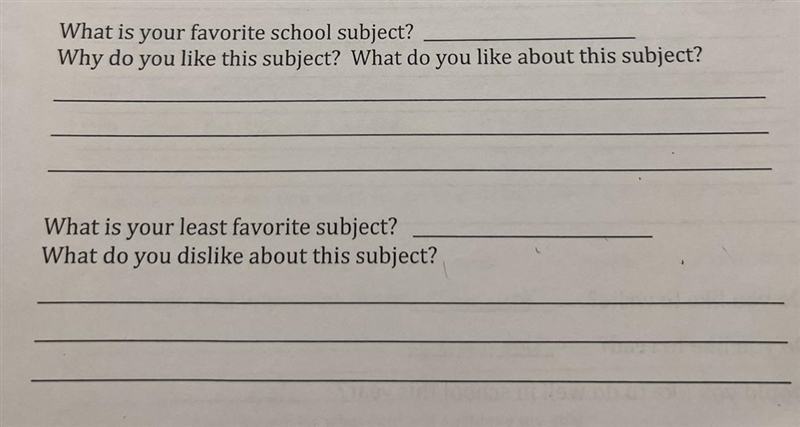 What is your favorite school subject? Why do you like this subject? What do you like-example-1