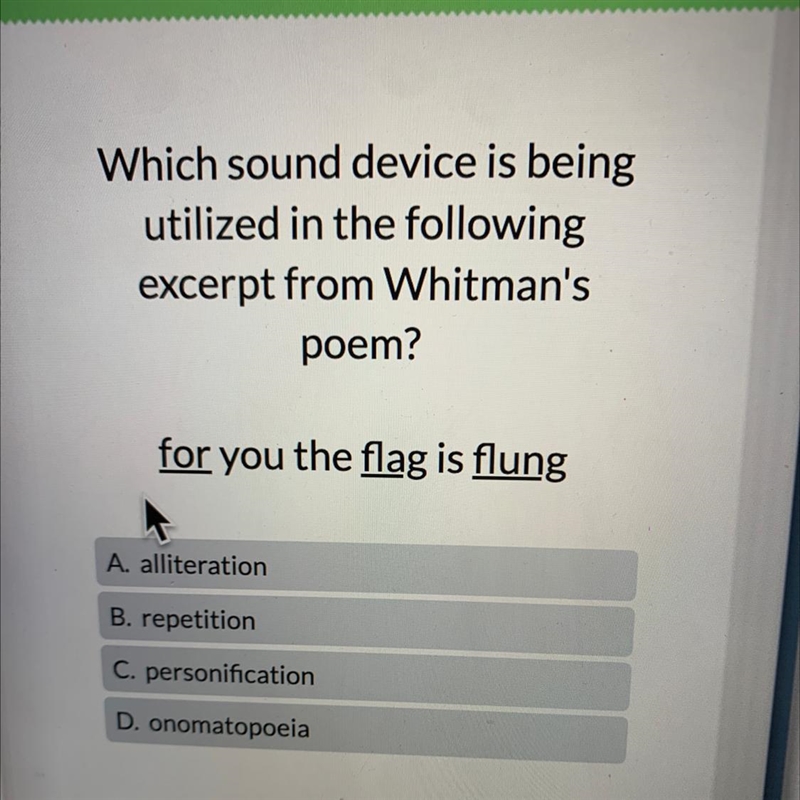 Which sound device is being utilized in the following excerpt from Whitman's poem-example-1