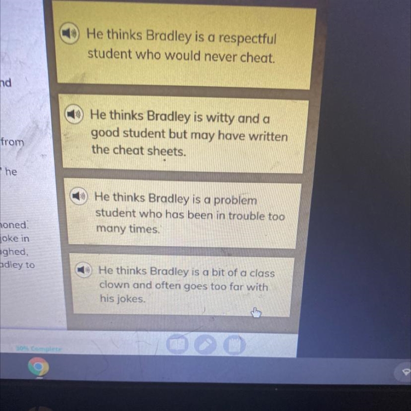 Based on the details, what is Principal Meyers's point of view toward Bradley?-example-1