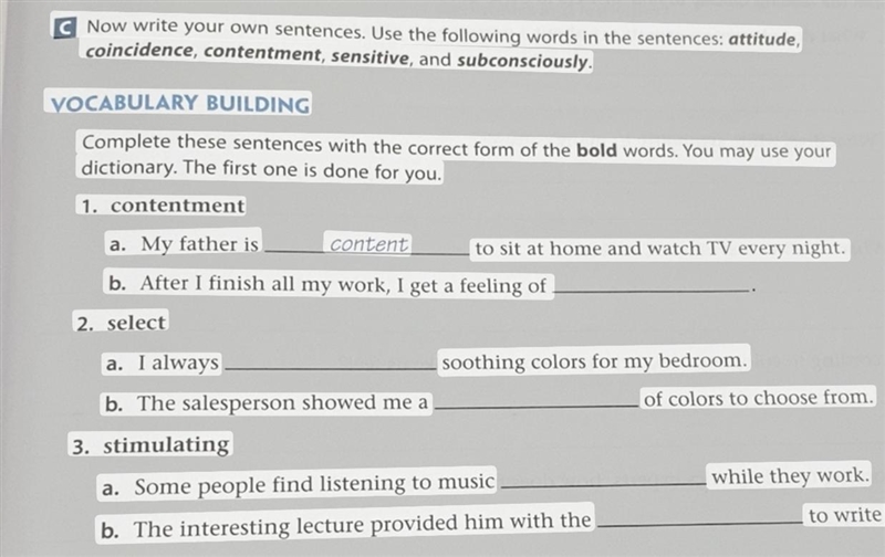 C Now write your own sentences. Use the following words in the sentences: attitude-example-1