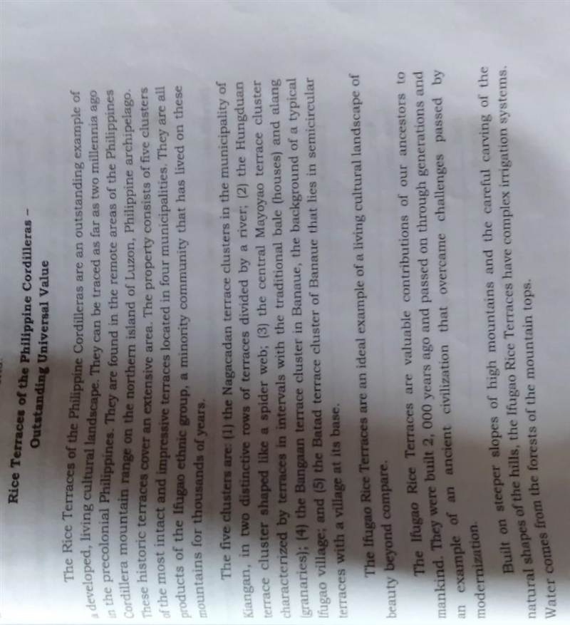 3. Why do you think the Ifugao built the Rice Terraces? 4. How do the Rice Terraces-example-1