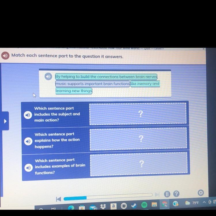 Match each sentence part to the question it answers. By helping to build the connections-example-1