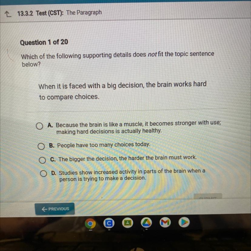 Which of the following supporting details does not fit the topic sentence below? When-example-1