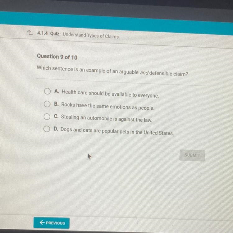 Which sentence is an example of an arguable and defensible claim-example-1