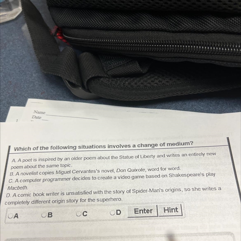 Which of the following situations involves a change of medium? A. A poet is inspired-example-1