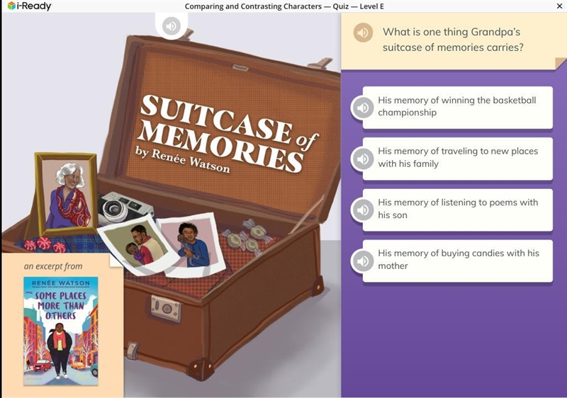 What is one thing grandpa suitcase of memories carries iready quiz i only get one-example-1