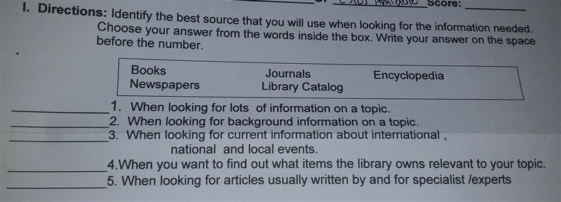 ___1. when looking for lost of information on a topic. ___2. when looking for background-example-1