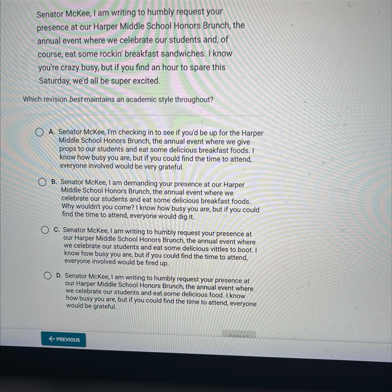 Which revision best maintains an academic style throughout?-example-1