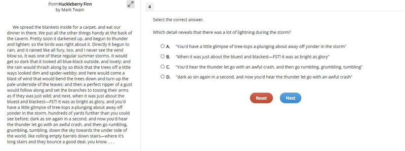 Which detail reveals that there was a lot of lightning during the storm? A. “You'd-example-1