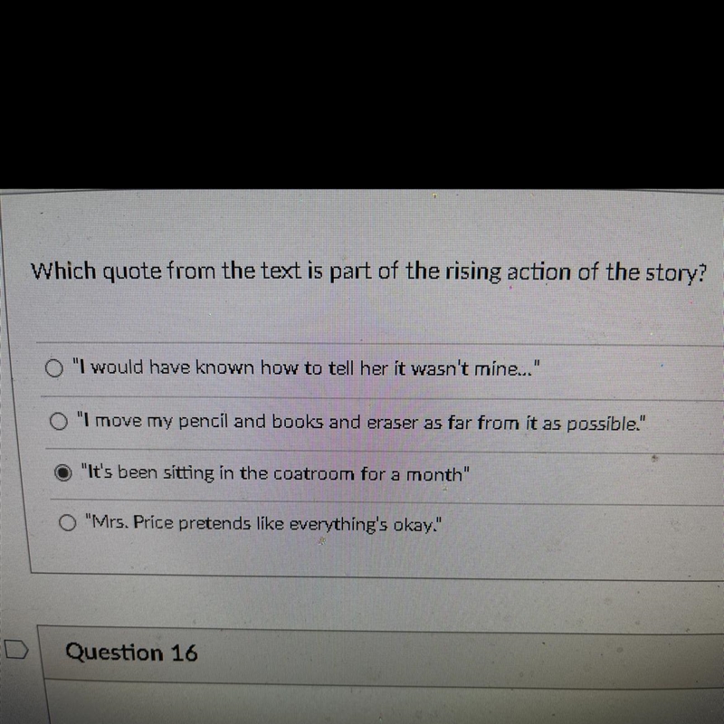 Which quote from the text Eleven is part of the rising action of the story?-example-1