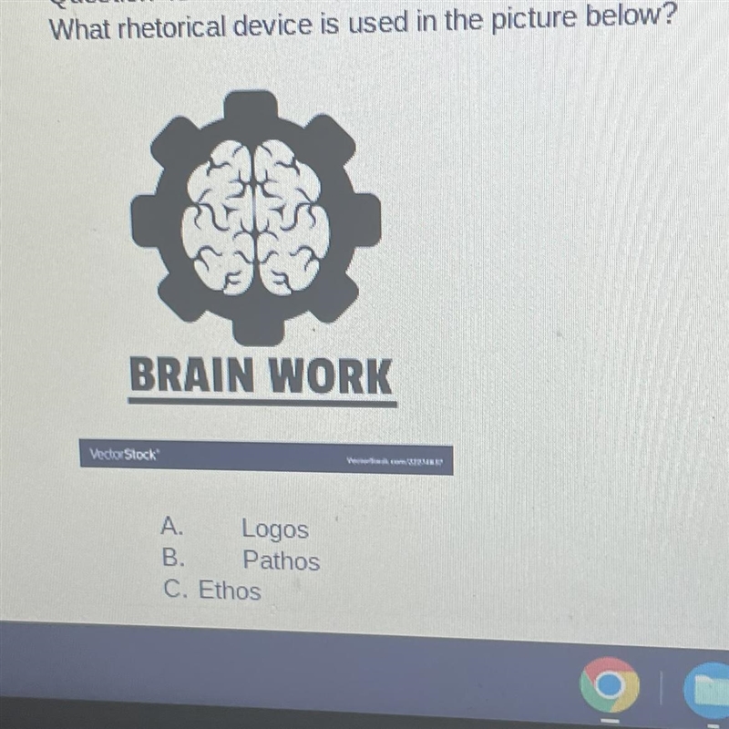 What rhetorical device is used in the picture below? TESS BRAIN WORK Logos Pathos-example-1