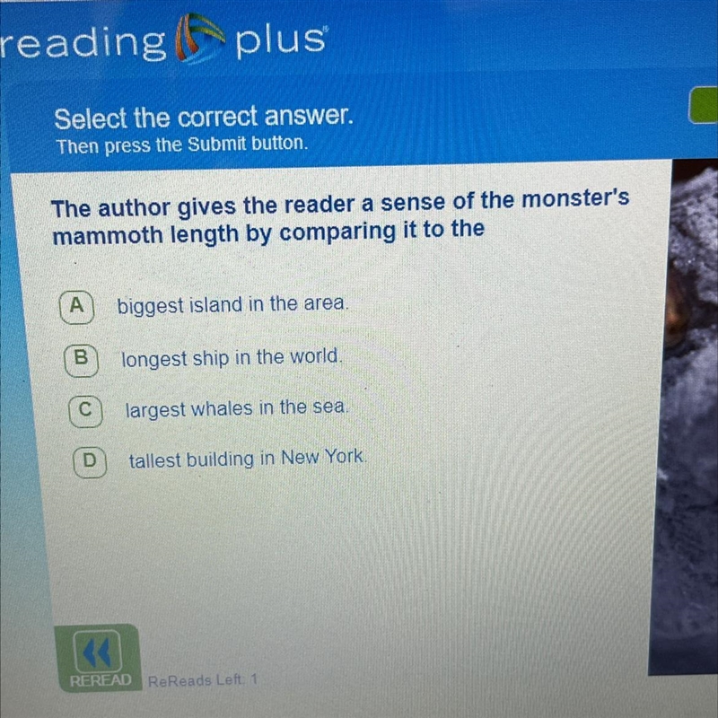 The author gives the reader a sense of the monster's mammoth length by comparing it-example-1