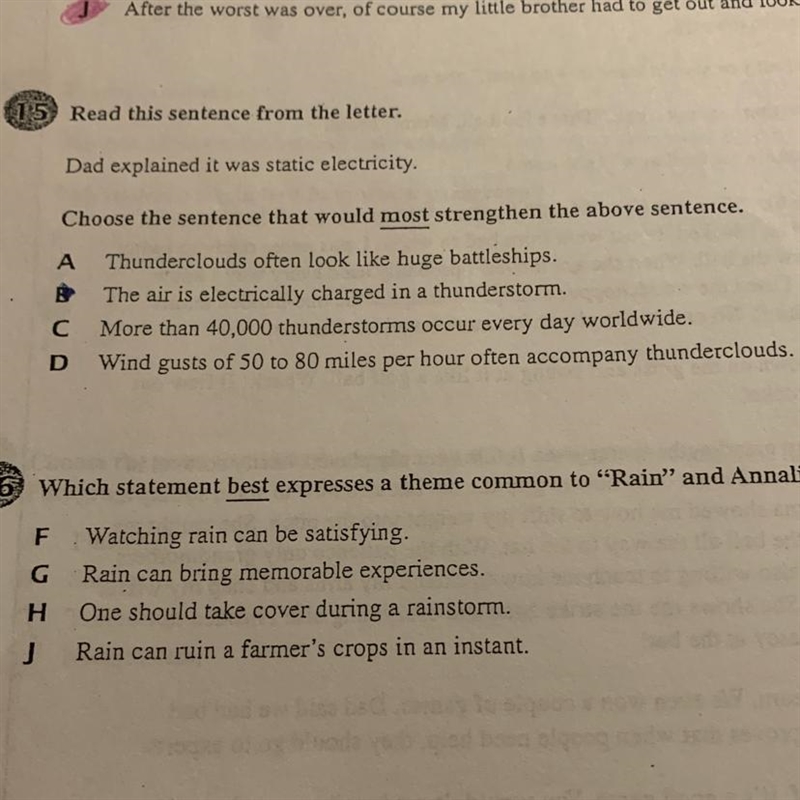 Dad explained it was static electricity. Choose the sentence that would most strengthen-example-1