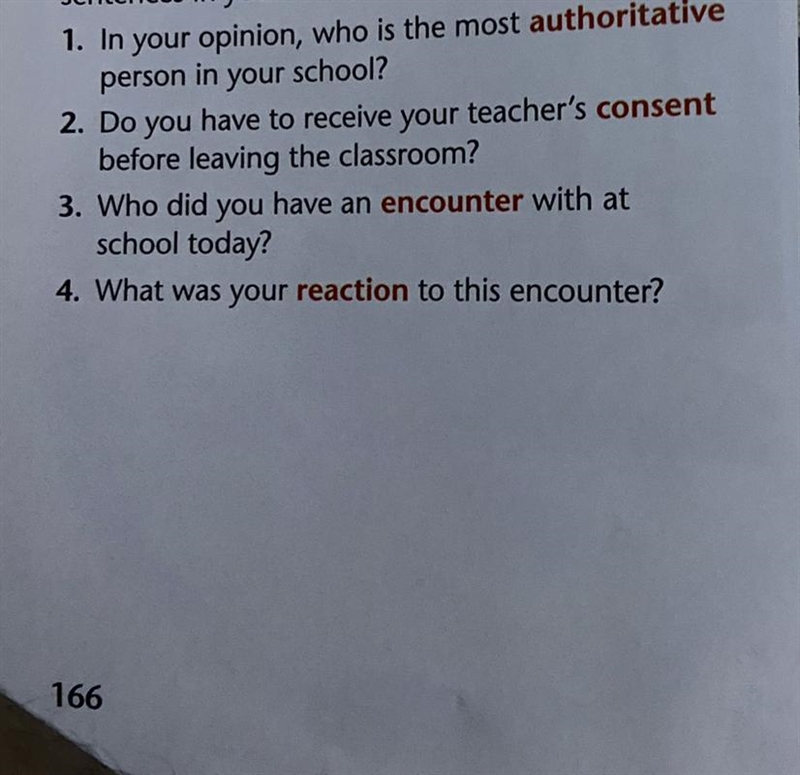 Try to include the red word in your answer. Write the sentences in your notebook.-example-1