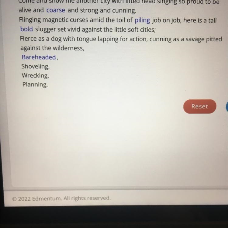 Which word in this excerpt from “Chicago” has a connotation of power or strength?-example-1