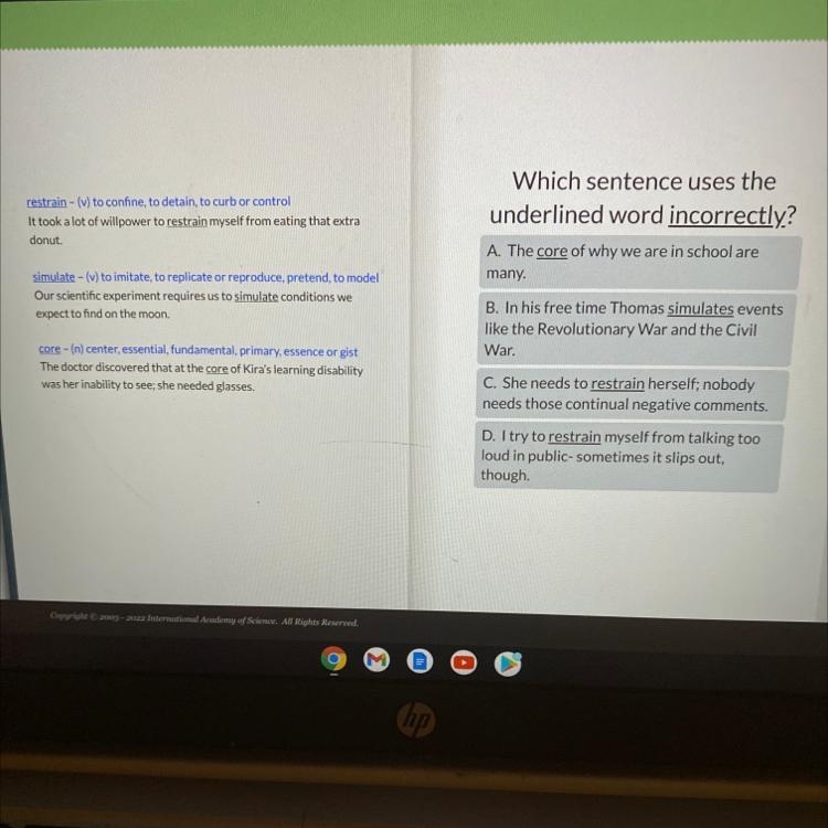 Which sentence uses the underlined word incorrectly?-example-1