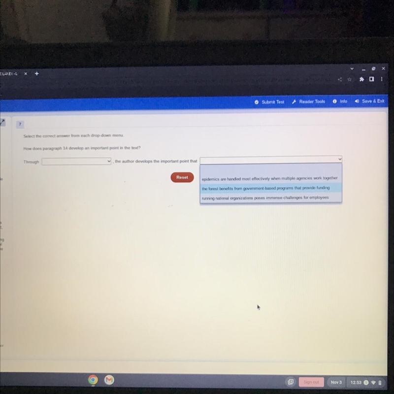 7 Select the correct answer from each drop-down menu. How does paragraph 14 develop-example-1