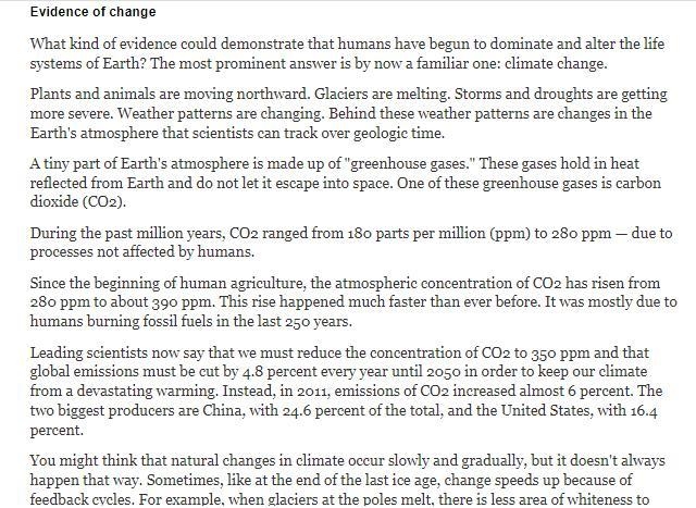 Which sentence from the section "Evidence of change" BEST supports the idea-example-1