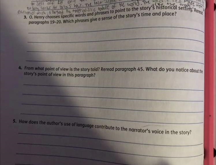 PLEASE HELP!! 3.O. Henry chooses specific words and phrases to point to the story-example-1