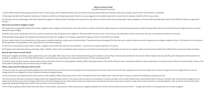 Read paragraphs 12 through 14 from the passage. (12) Up to 50 times more stable than-example-1