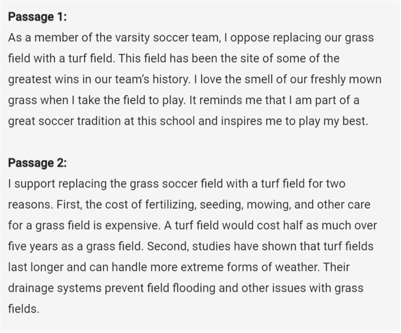 Please Help! Which statement best compares the ways that the two arguments use appeals-example-1