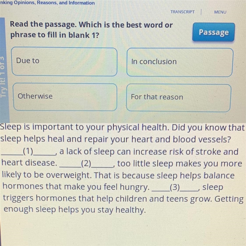 Read the passage. Which is the best word or phrase to fill in blank 1?-example-1