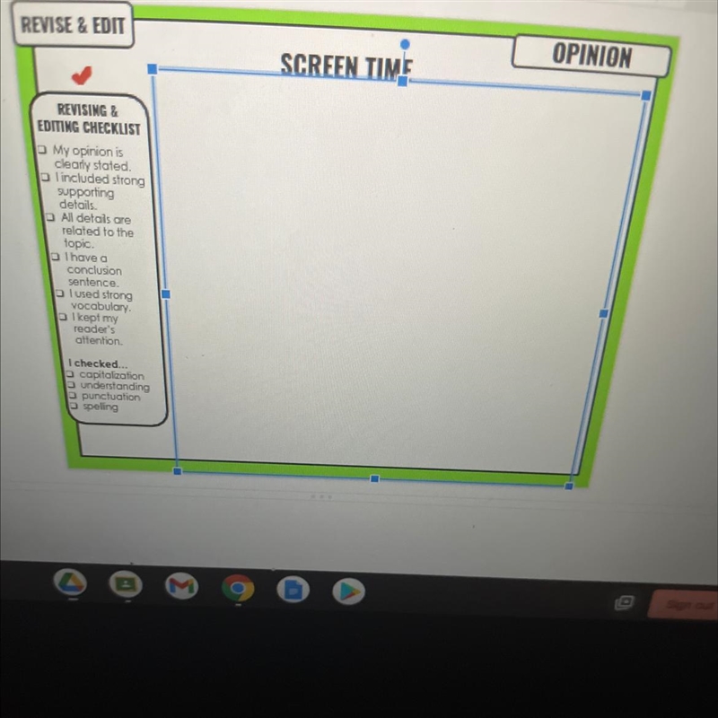 REVISE & EDIT OPINION SCREEN TIME REVISING & EDITING CHECKLIST My opinion-example-1