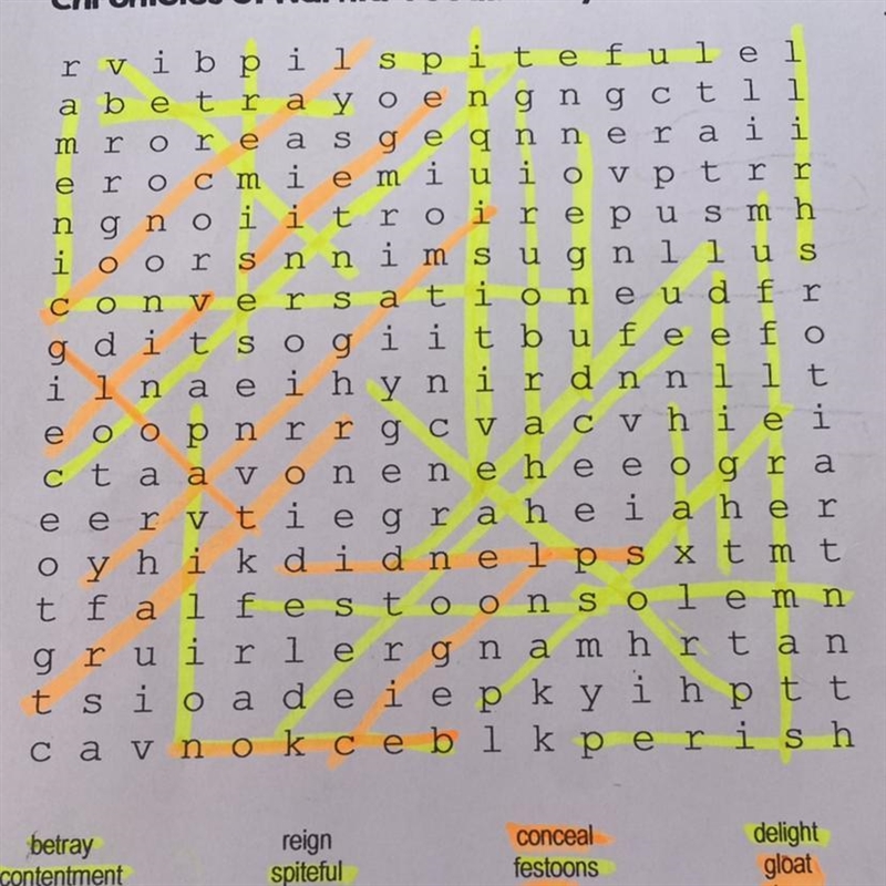 Chronicles of narnia vocabulary word search could some find reign, sulking, trifle-example-1