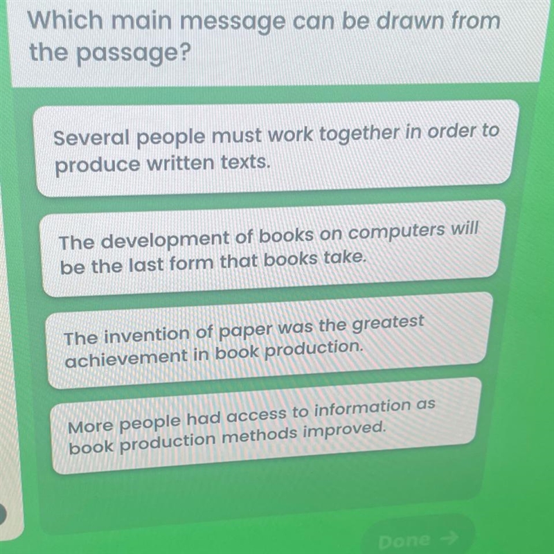 Which main message can be drawn from the passage? Several people must work together-example-1