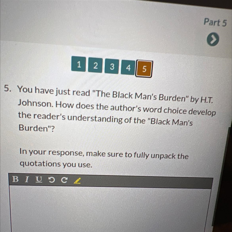 You have just read The Black Man's Burdenby JohnsonHow does the author's word choice-example-1