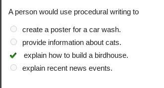 A person would use procedural writing to create a poster for a car wash. Provide information-example-1