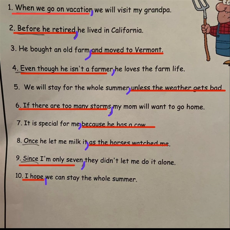 Please help. Underline the dependent clauses and add comas where they are needed. don-example-1