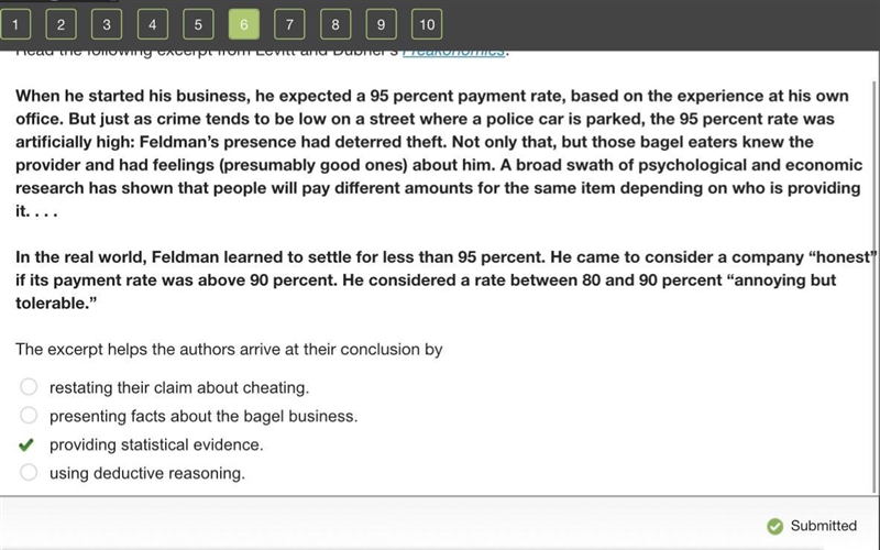 The excerpt helps the authors arrive at their conclusion by restating their claim-example-1