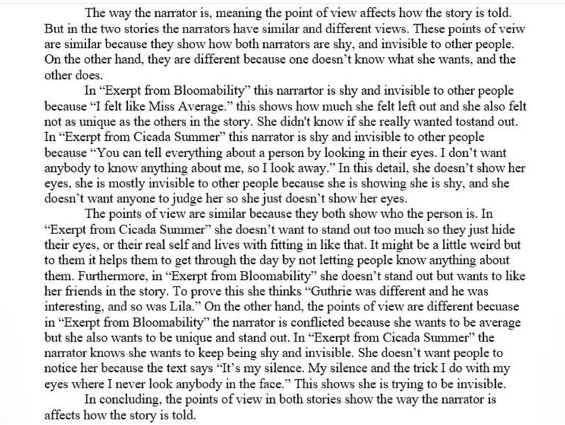 The narrators from excerpt from bloomability and excerpt from secrets of cicada summer-example-1