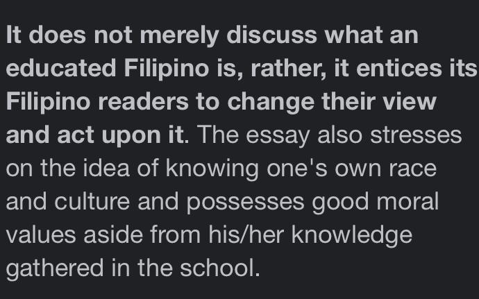 MAke an essay about"What is an educated Filipino"? nonsense report​-example-1