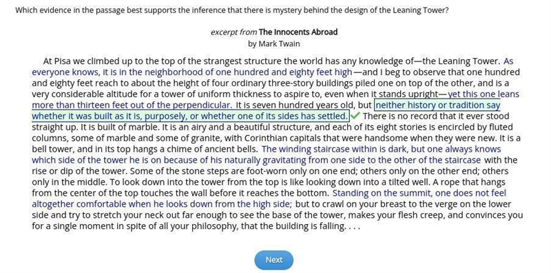 Select the correct text In the passage. Which evidence In the n passage best supports-example-1