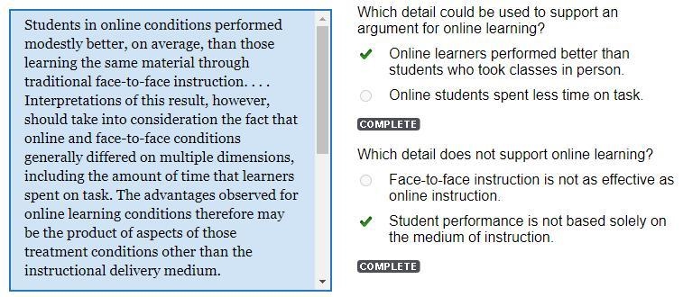 Which detail could be used to support an argument for online leaming? Online leamers-example-1