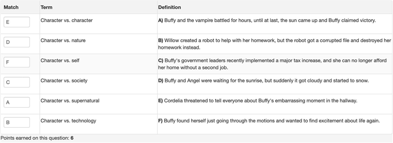 Character vs. character A) Buffy found herself just going through the motions and-example-1