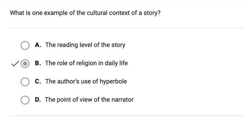 One example of the cultural context of a story is :-example-1