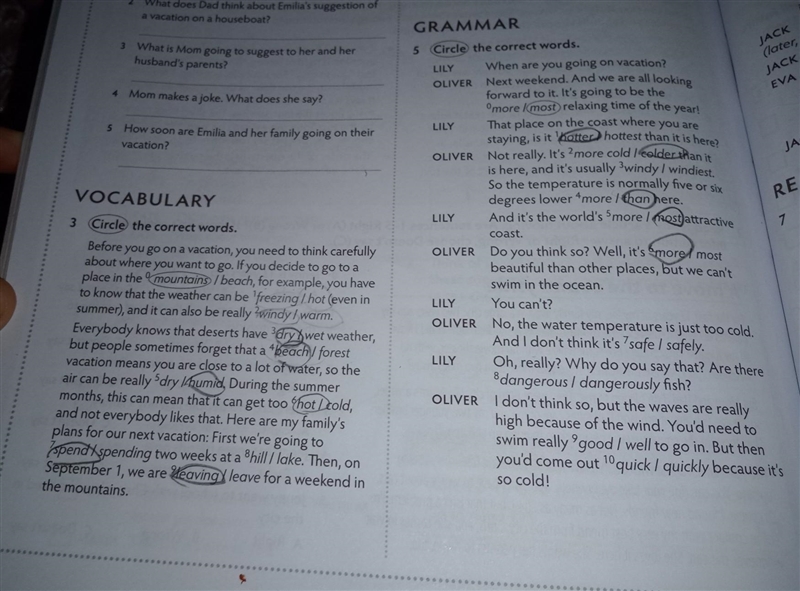 Help please I'm missing two of vocabulary and some of grammar​-example-1