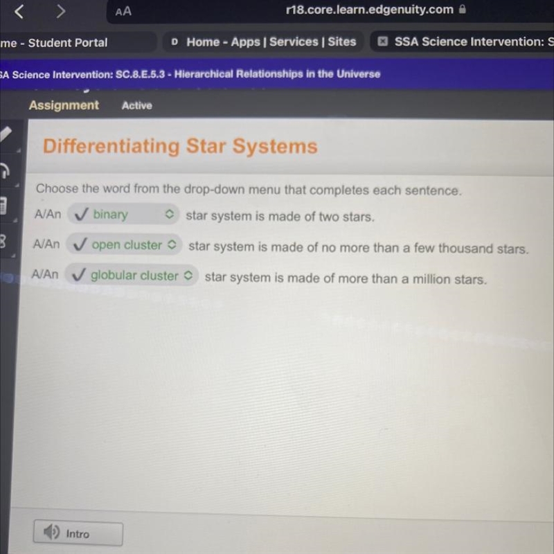 Differentiating Star Systems Choose the word from the drop-down menu that completes-example-1