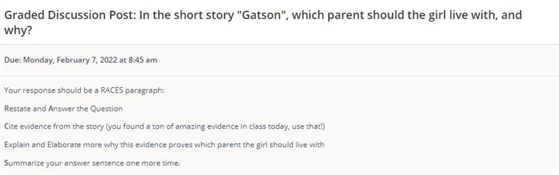 In the short story "Gatson", which parent should the girl live with, and-example-1